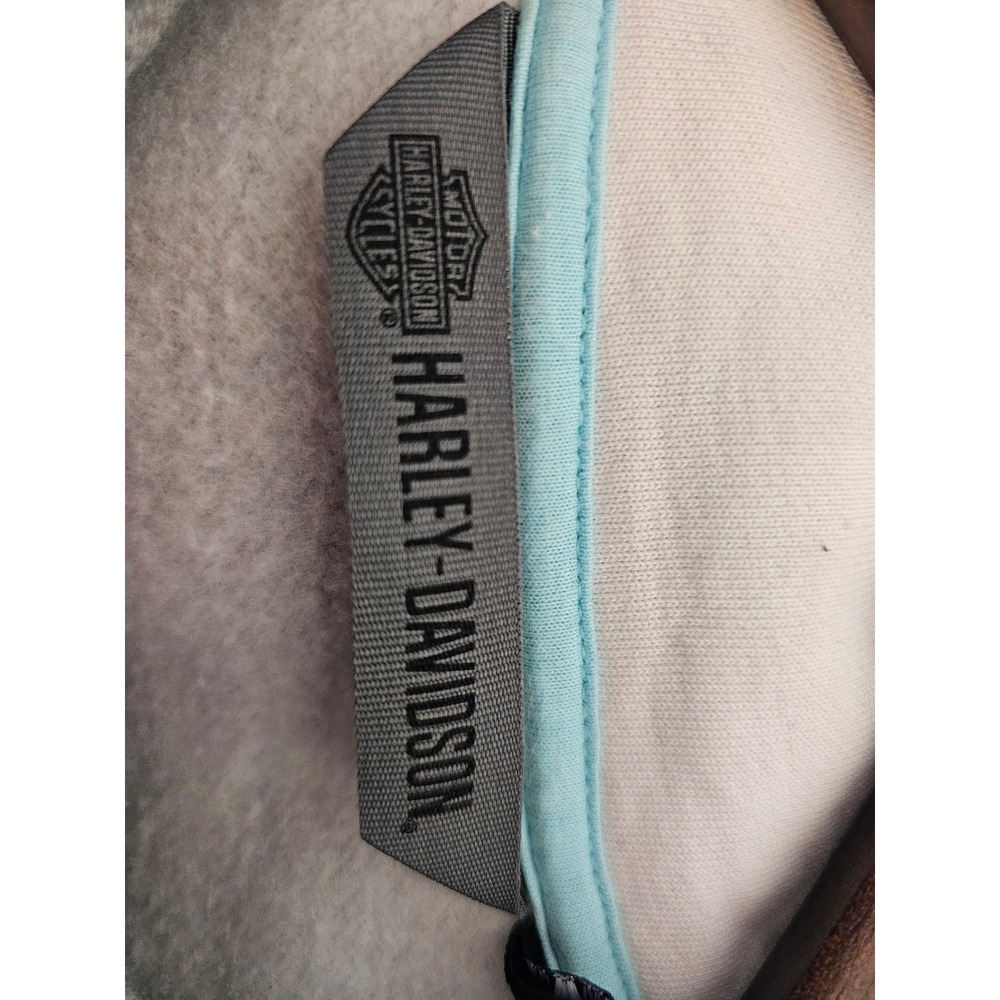 Biker Harley-Davidson Quarter-Zip sweatshirt womens L Gray Graphic Block Logo - Picture 3 of 8